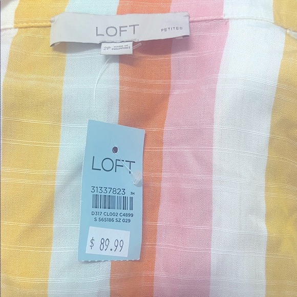 LOFT Orange 🍊 and White Striped Midi Dress - Picture 7 of 7